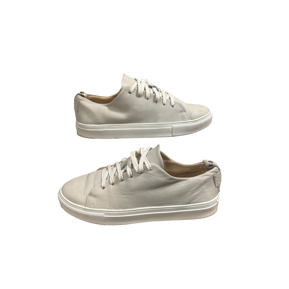 Line De Luxe Women Off-White Leather Low‎ Top Sneakers L123W-057 Size 9